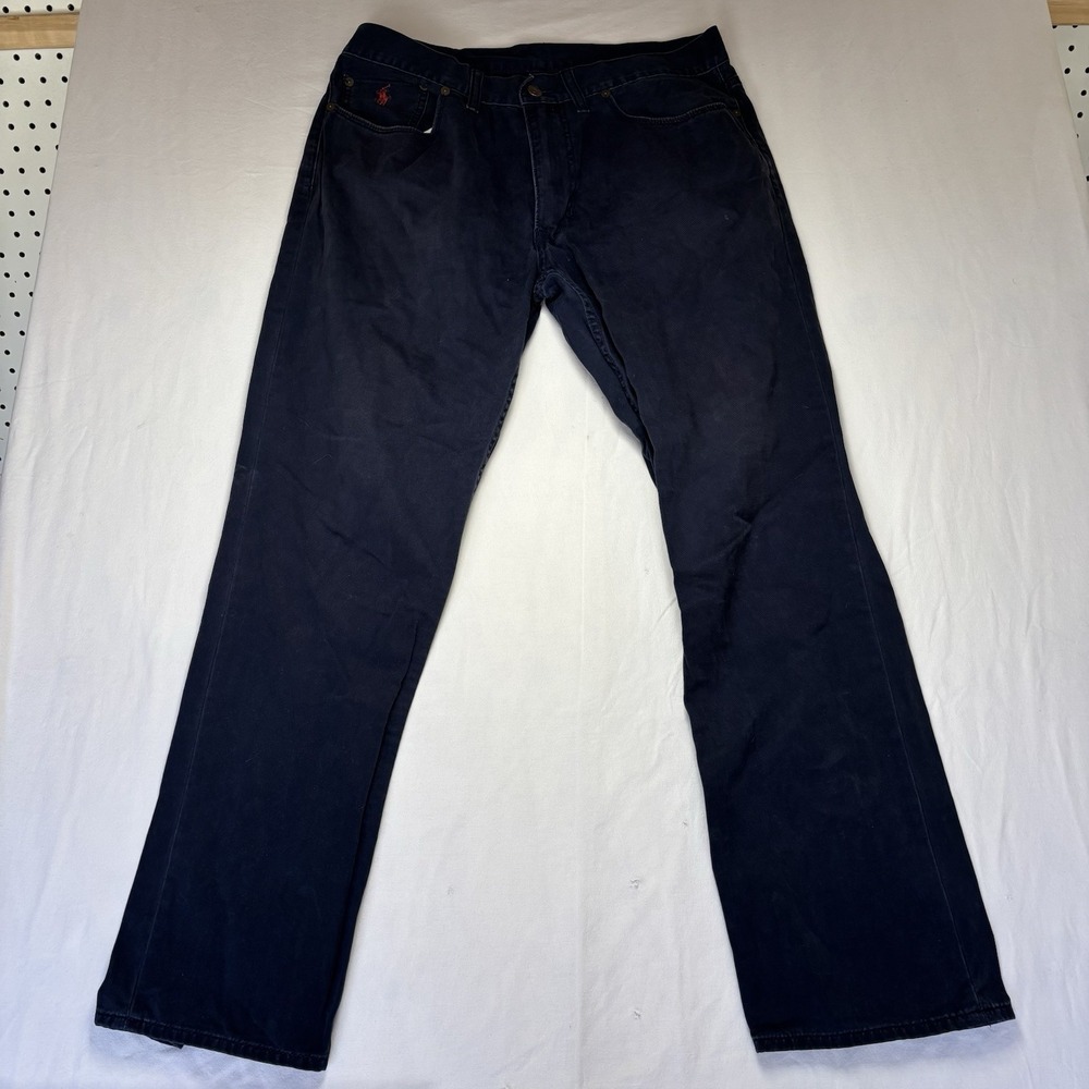 Polo Ralph Lauren 650 Straight Jeans Navy Blue Denim Men's 34x30 Dungarees Y2K - Picture 6 of 11